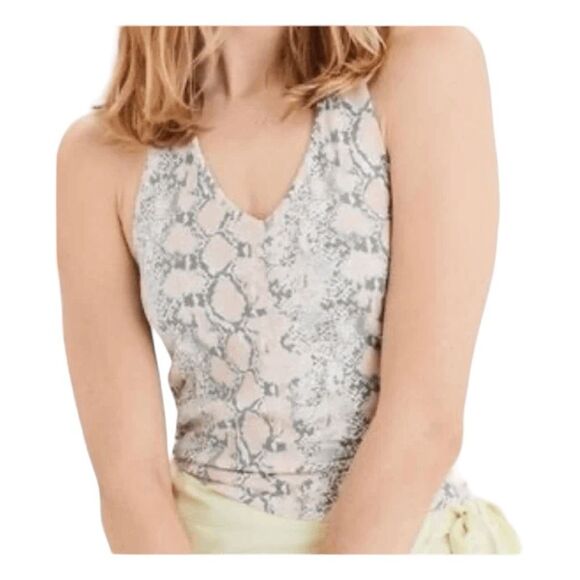 American Eagle Snakeskin Print Halter Top Pink White Gray Cropped V-Neck M - Picture 2 of 11